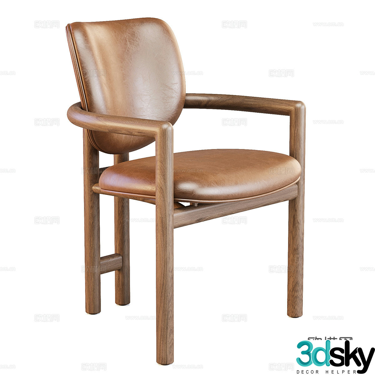 New Chinese style Wasabi Madeira dining chair 3D model