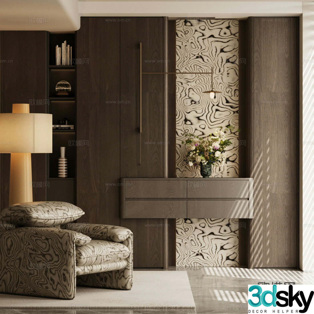 Modern Italian style entrance hall end view terrace entrance hall medieval style decorative entrance hall Haipai style entrance hall cabinet 3D model