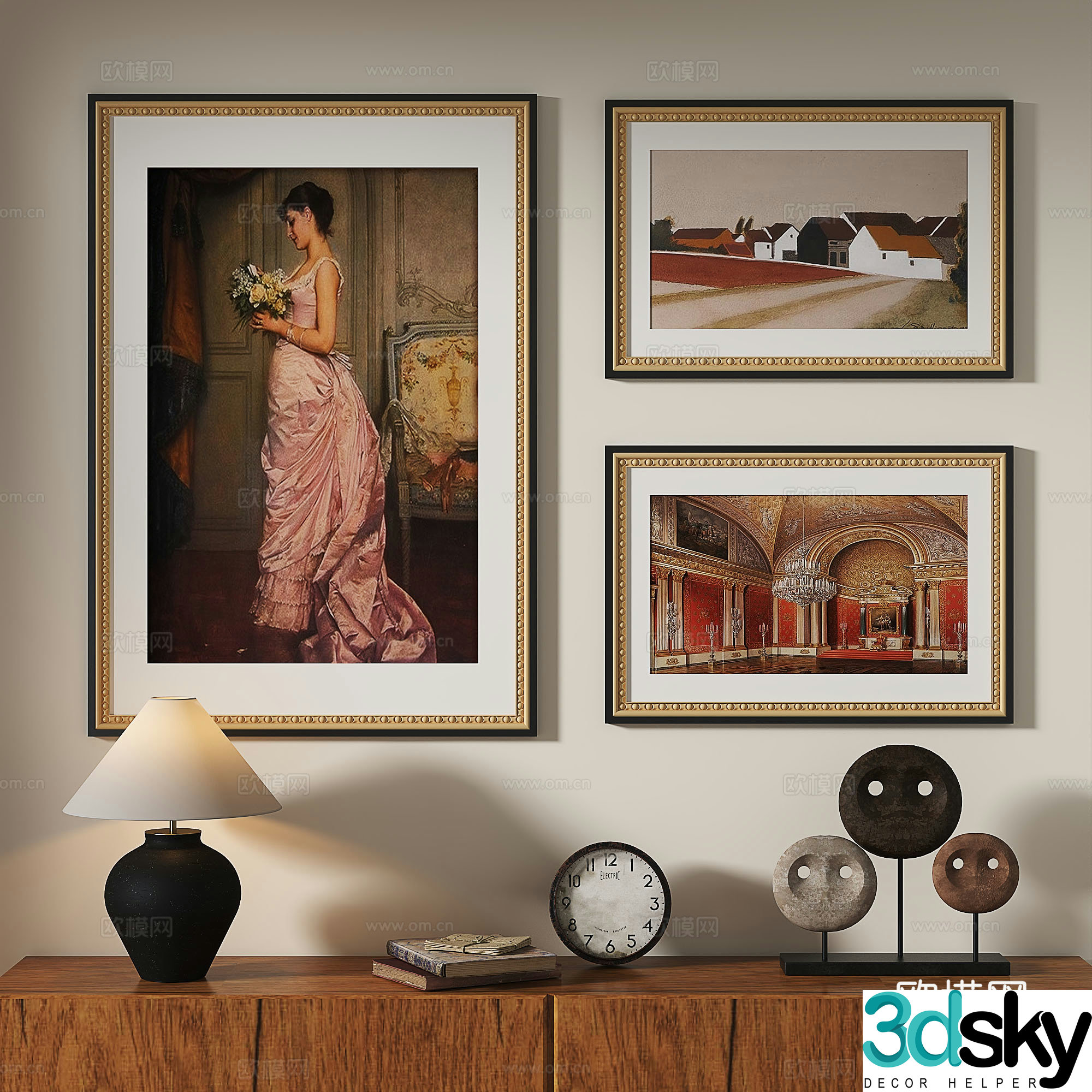 French retro European classical medieval decorative painting 3d model