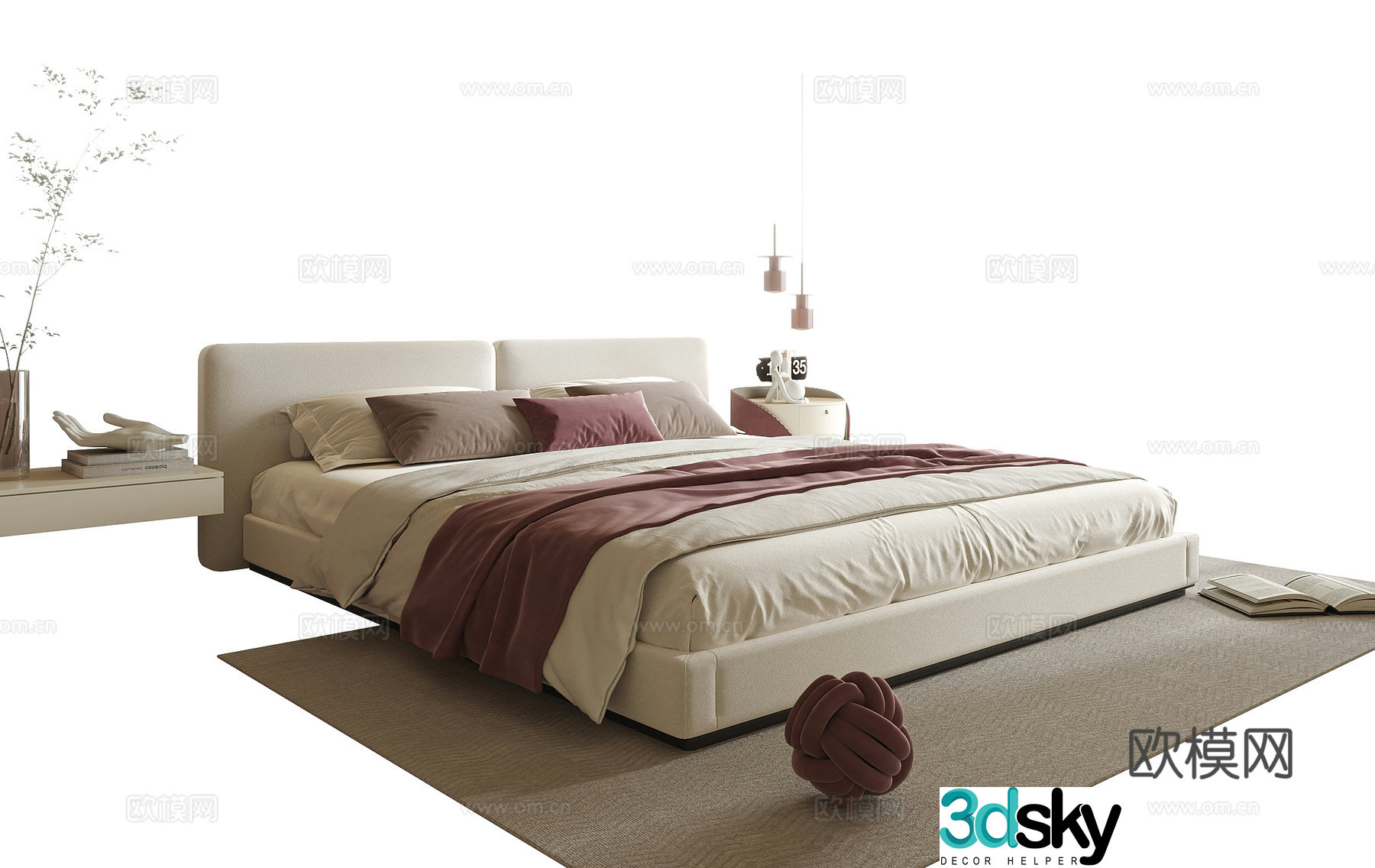 Modern double bed 3d model