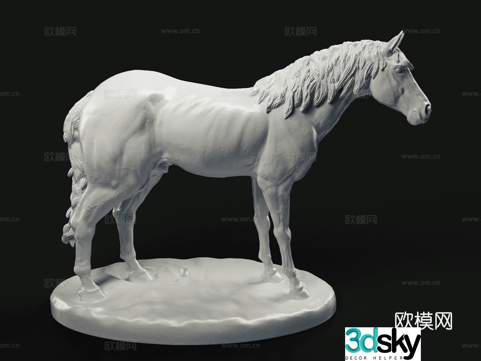 Horse Sculpture Horse Running 3D Model