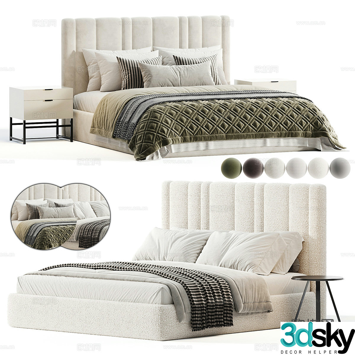 Background double bed 3d model