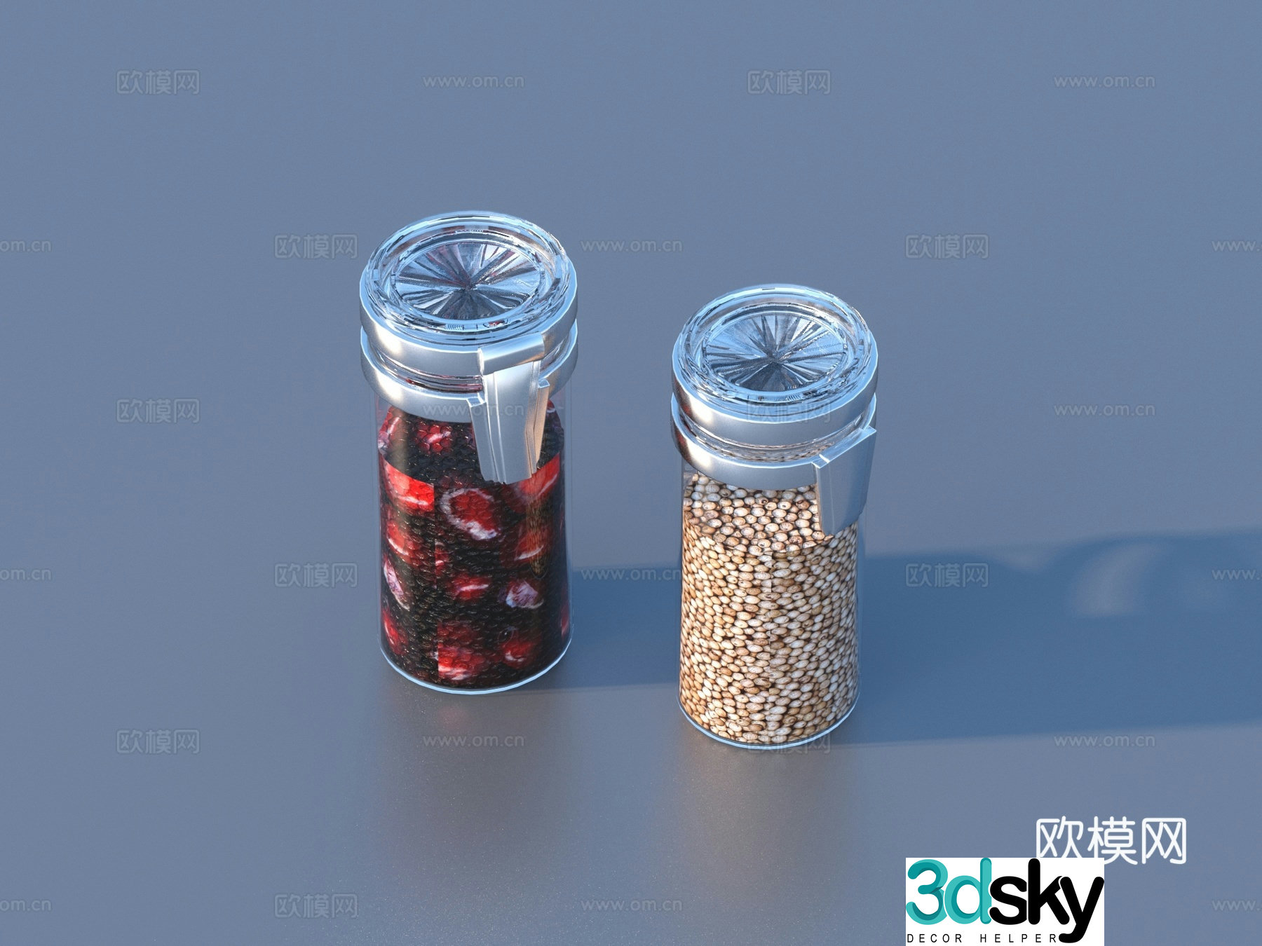 Seasoning bottle glass bottle medicinal can kitchen ornaments 3D model