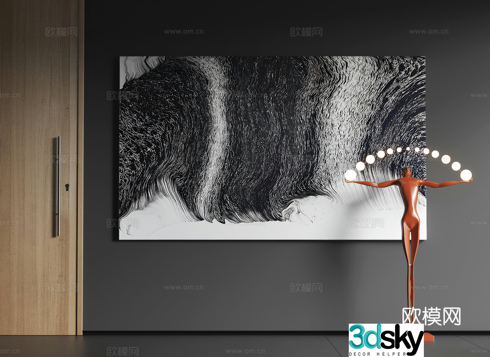 Modern large-scale hanging paintings Modern abstract hanging paintings Modern minimalist hanging paintings Modern black and white hanging paintings 3D model