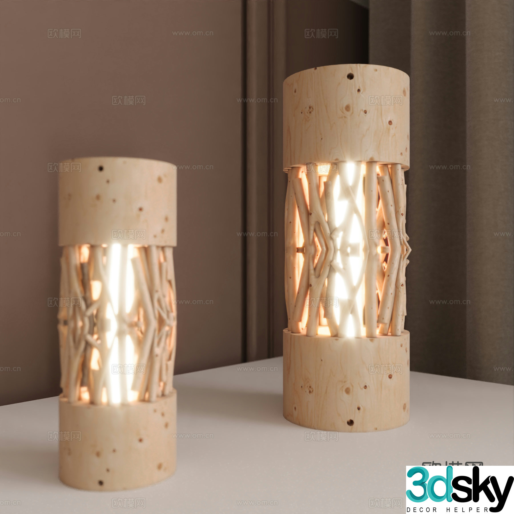 Modern medieval desk lamp branch decoration desk lamp desktop lamp 3d model