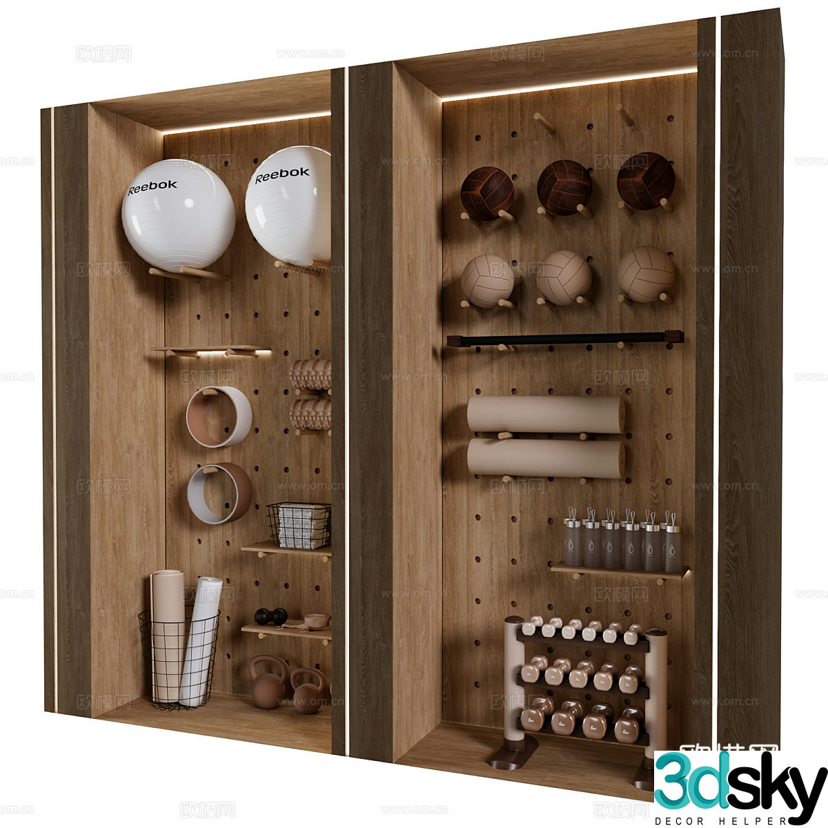 Modern yoga and fitness equipment rack 3d model