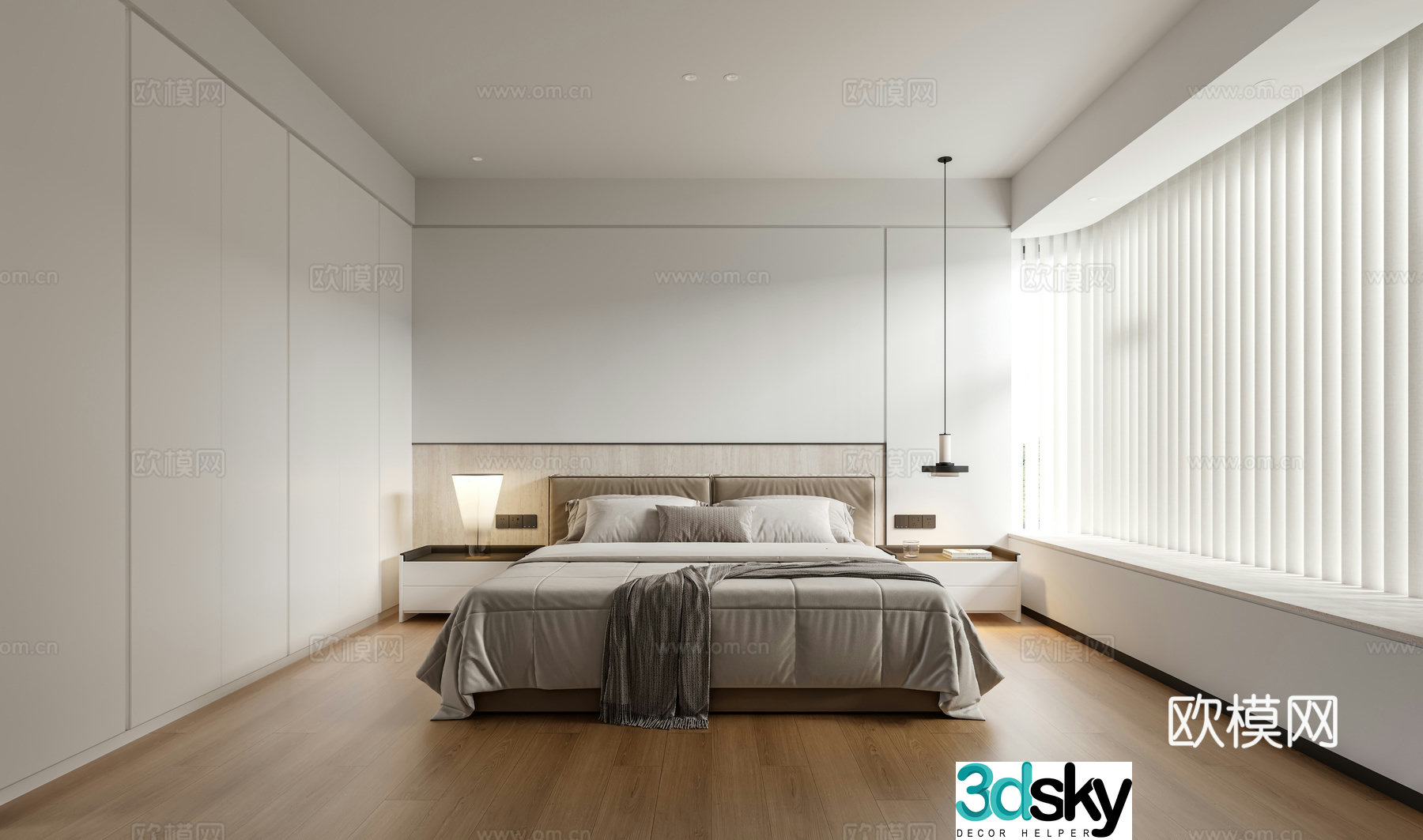 Minimalist master bedroom 3d model