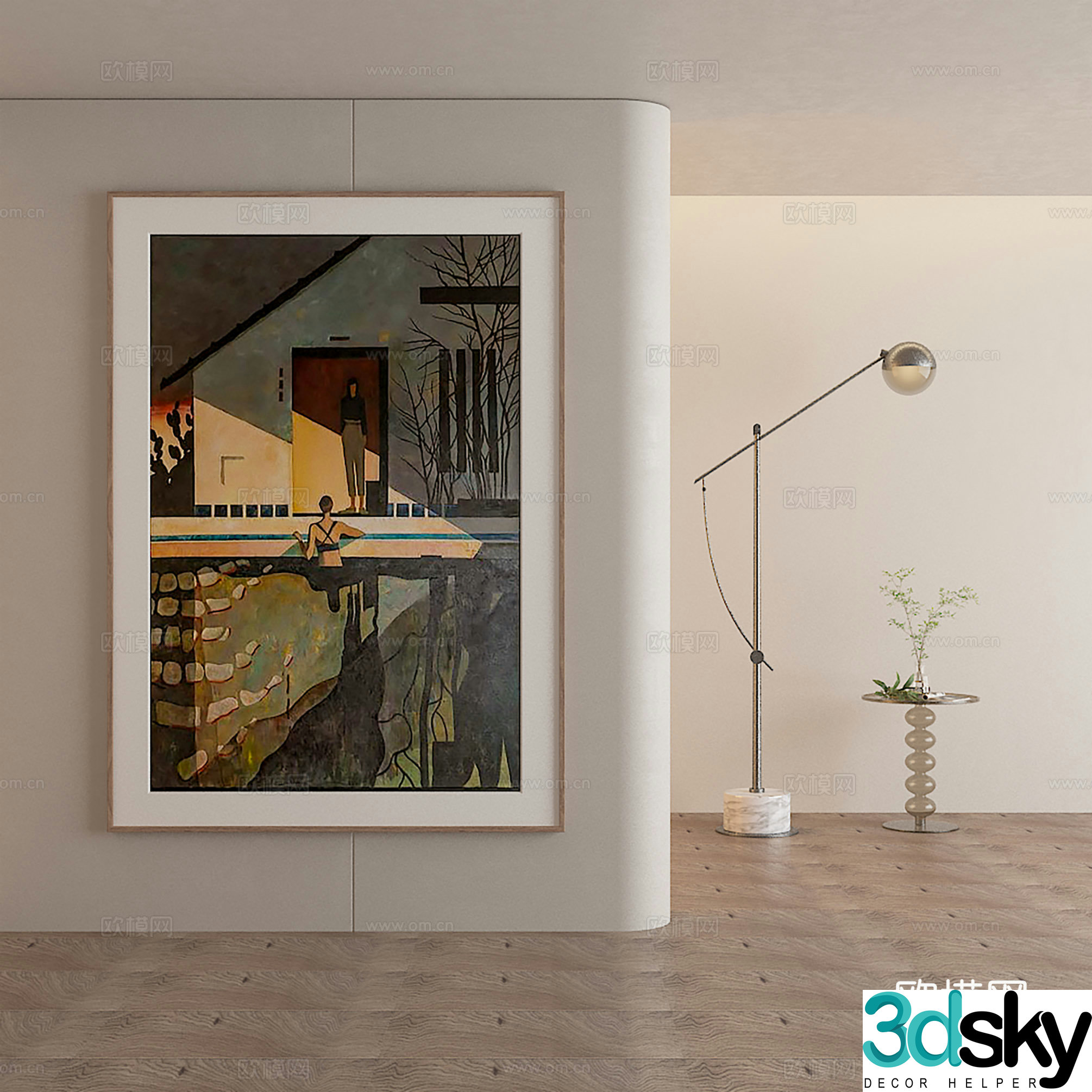 3D model of medieval style decorative painting