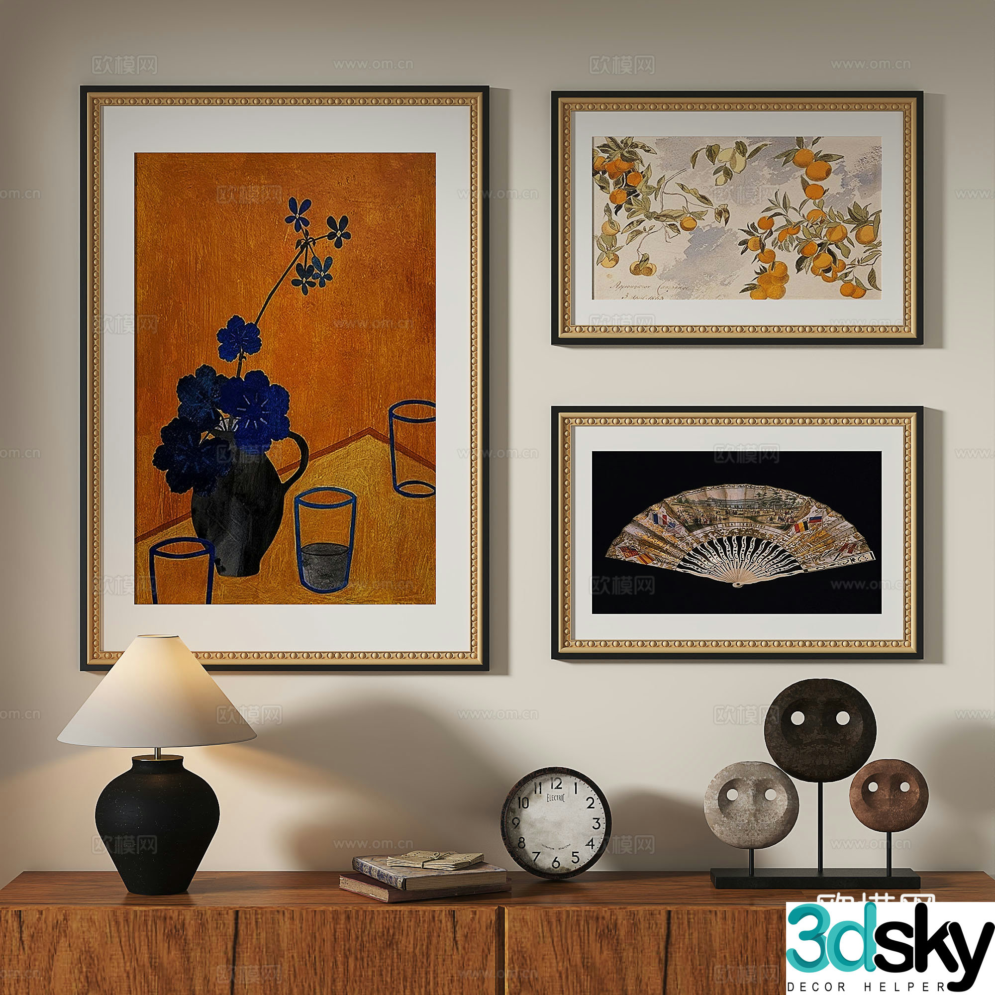 French retro European classical medieval decorative painting 3d model