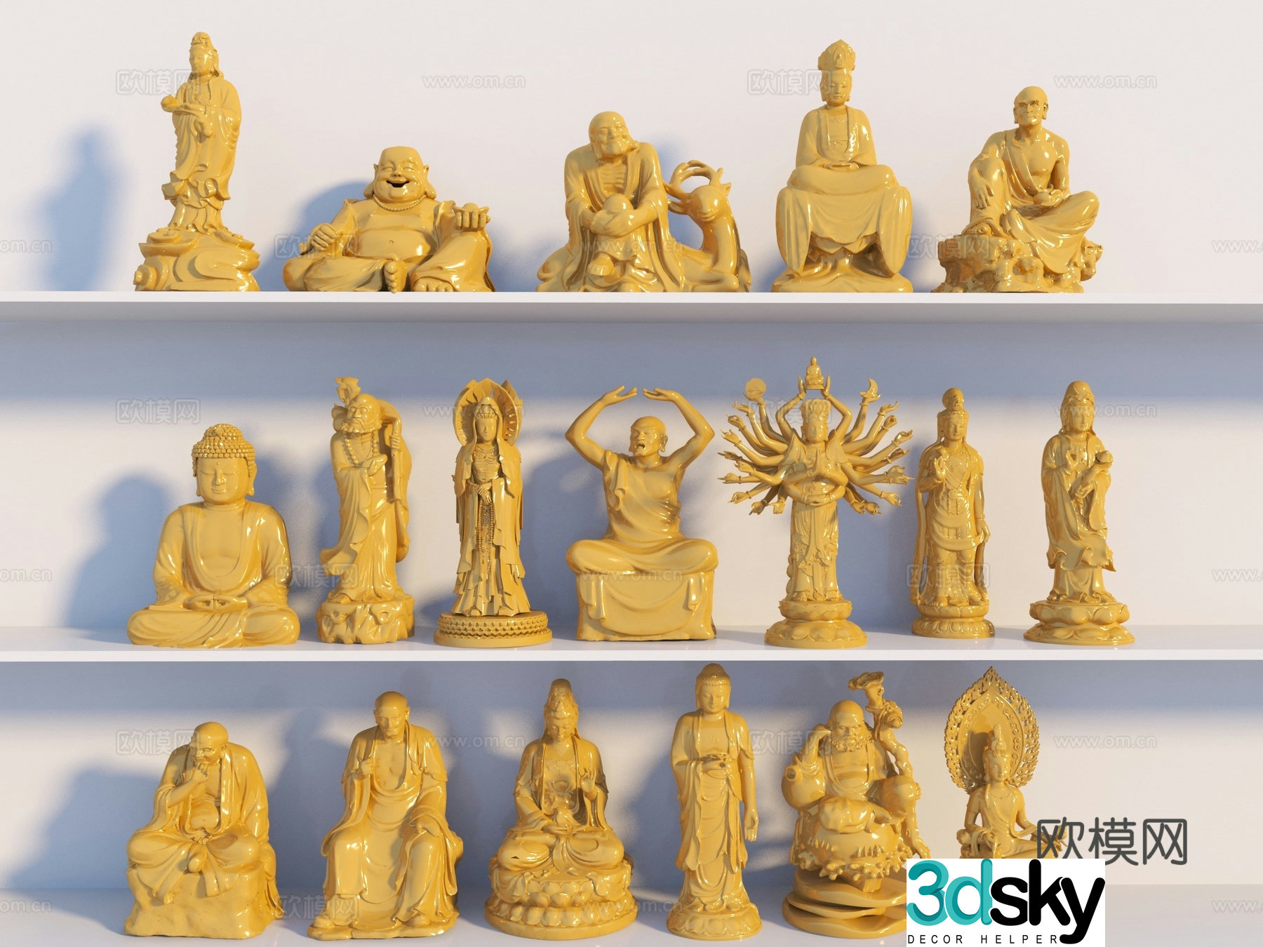 Modern Buddha statue sculpture 3d model