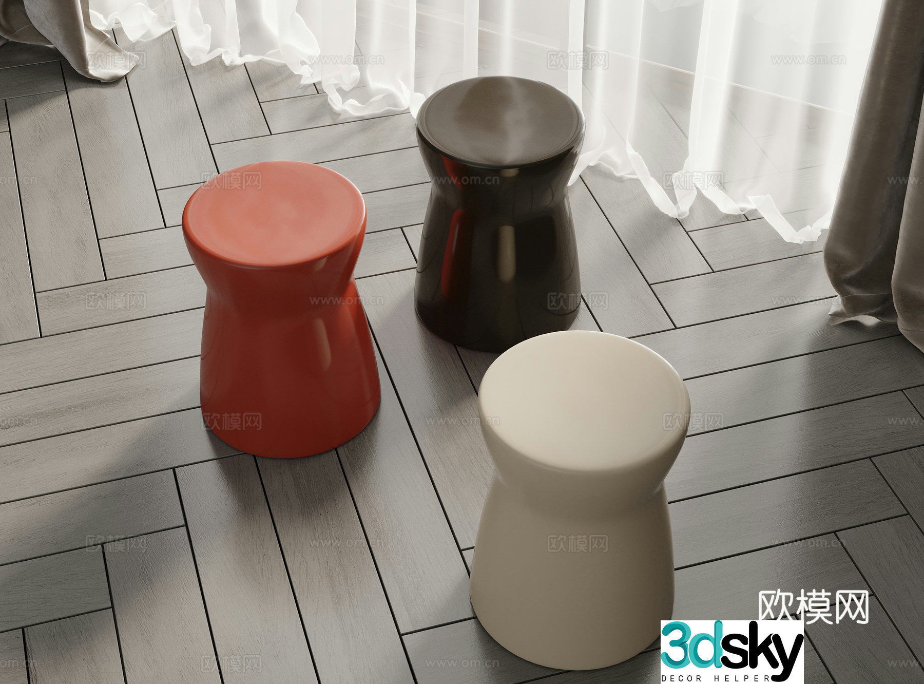 Modern minimalist side table_side table_angle table_round side table 3D model