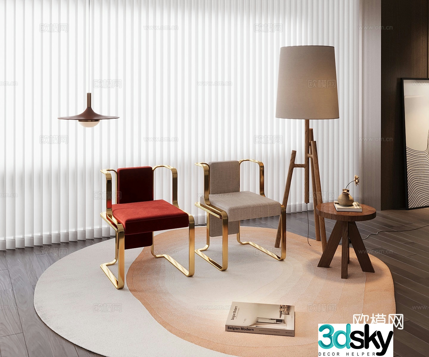Light luxury single chair 3D model