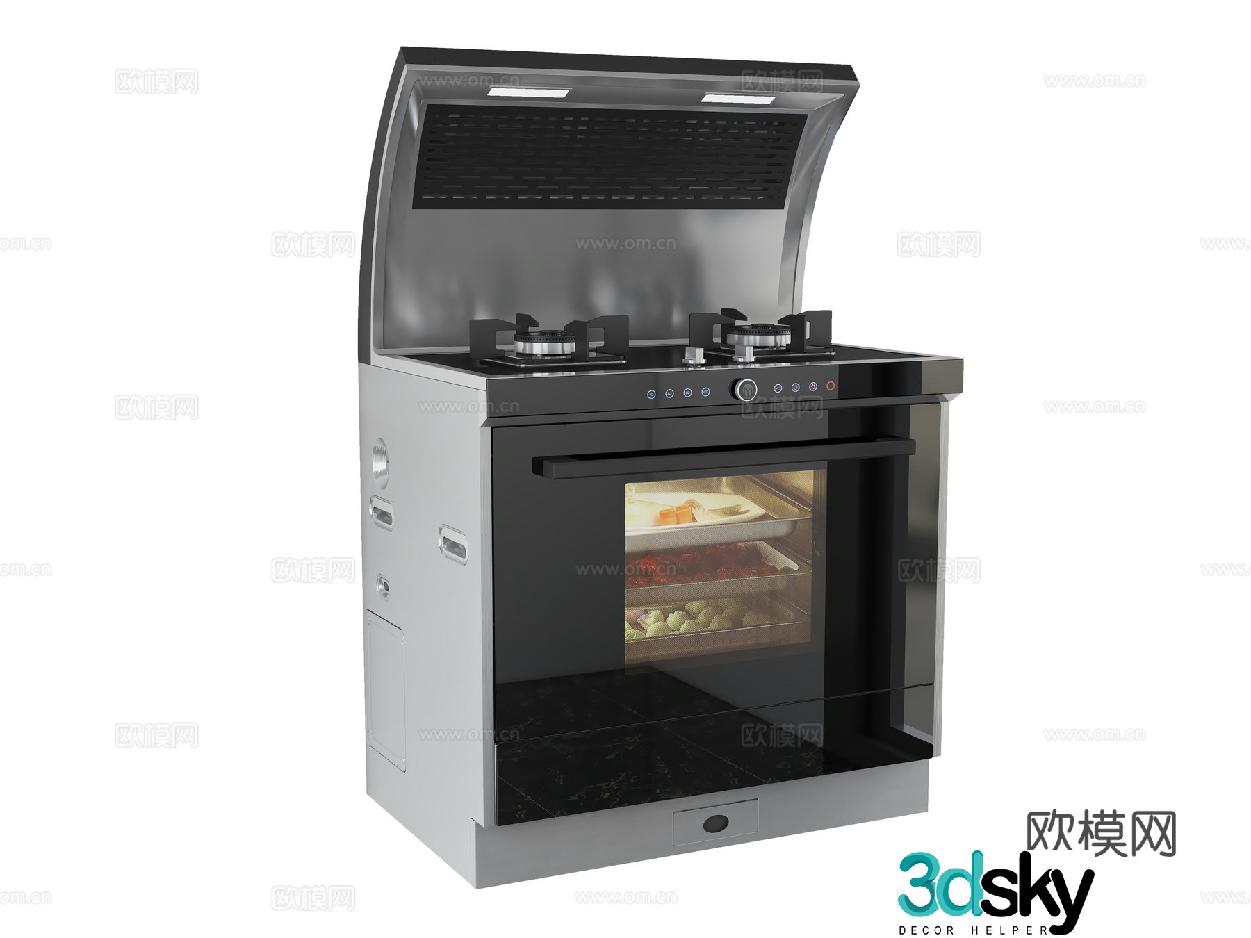 Modern integrated stove 3D model