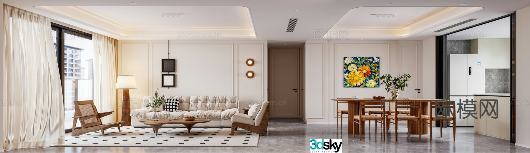 3D model of medieval style living room restaurant