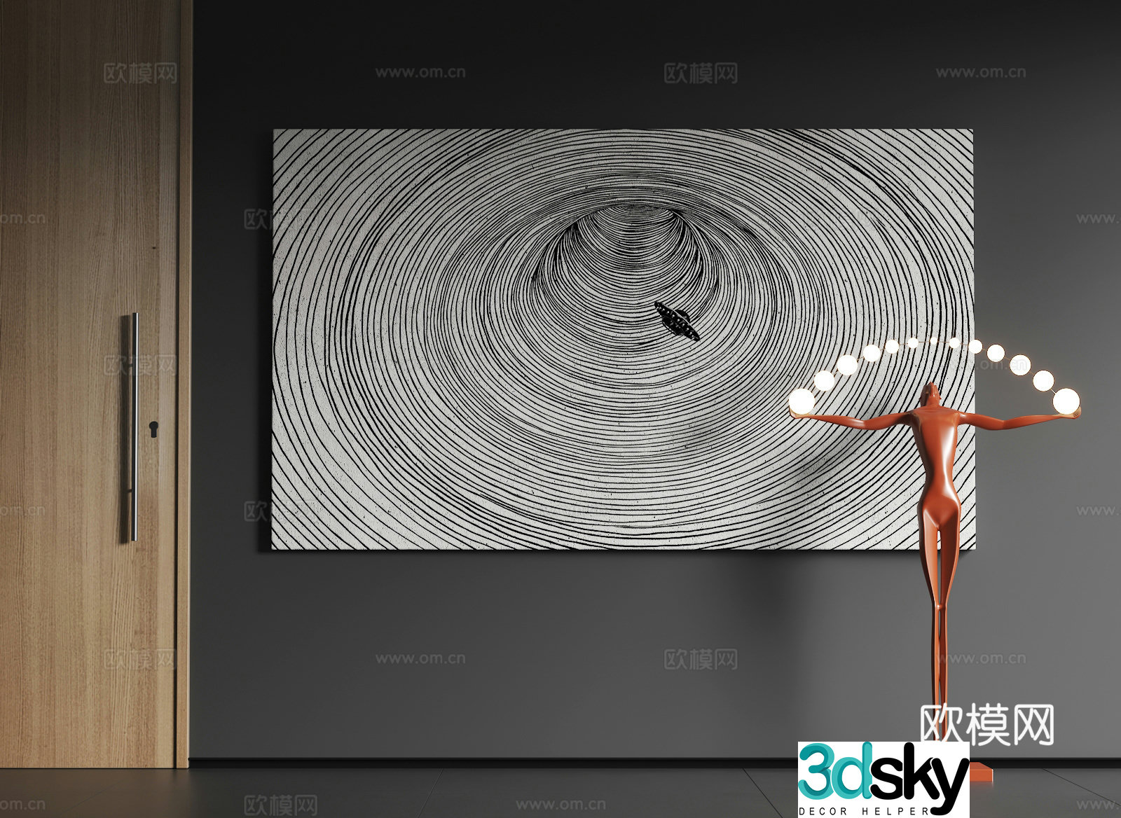 Modern large-scale hanging paintings Modern abstract hanging paintings Modern minimalist hanging paintings Modern black and white hanging paintings 3D model