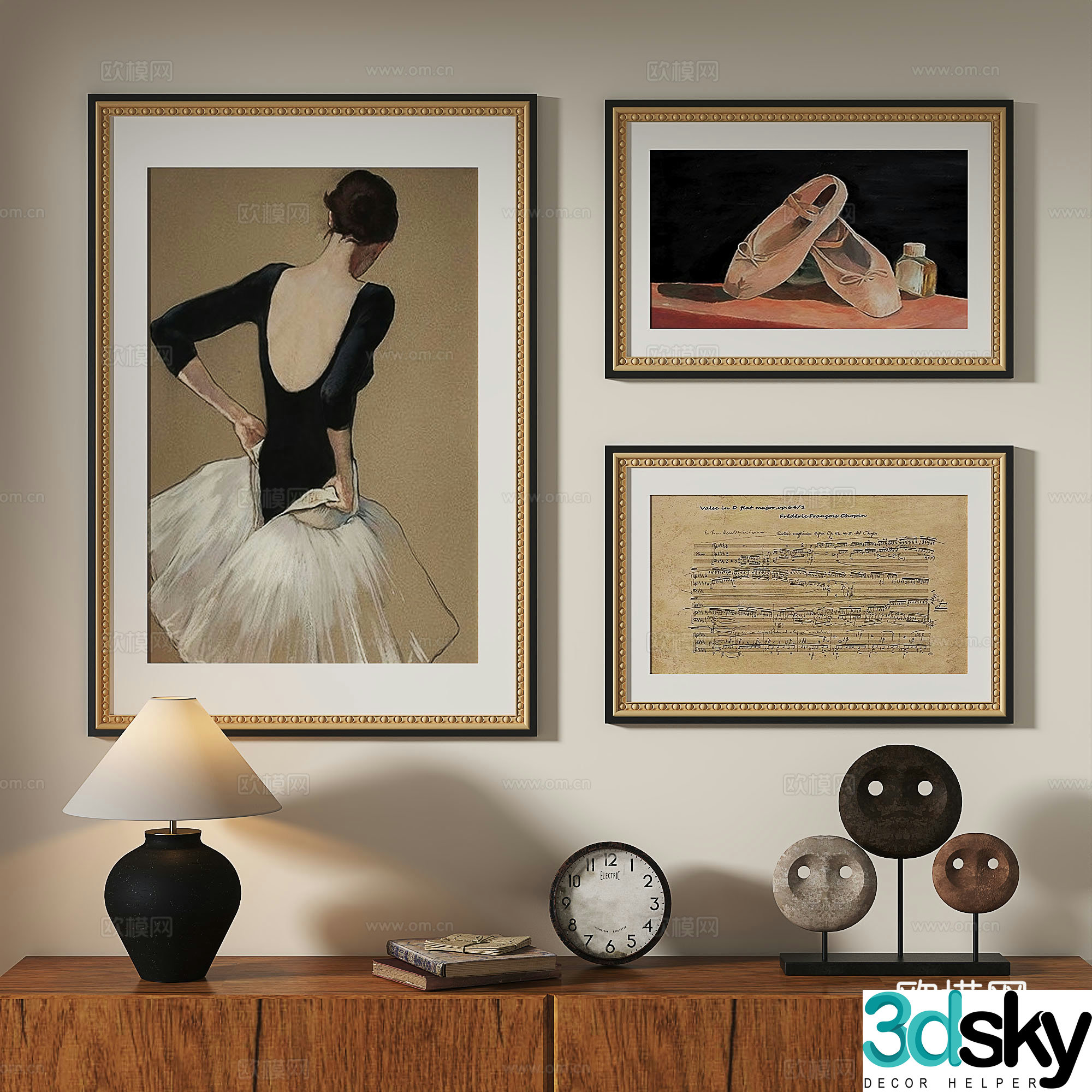 French retro European classical medieval decorative painting 3d model