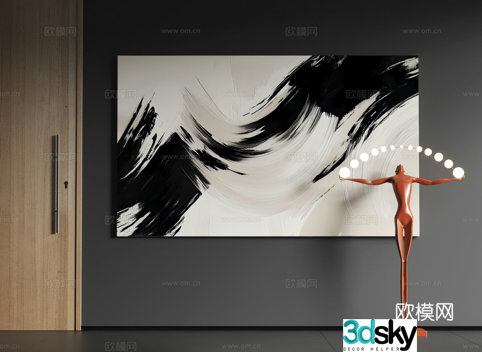 Modern large-scale hanging paintings Modern abstract hanging paintings Modern minimalist hanging paintings Modern black and white hanging paintings 3D model