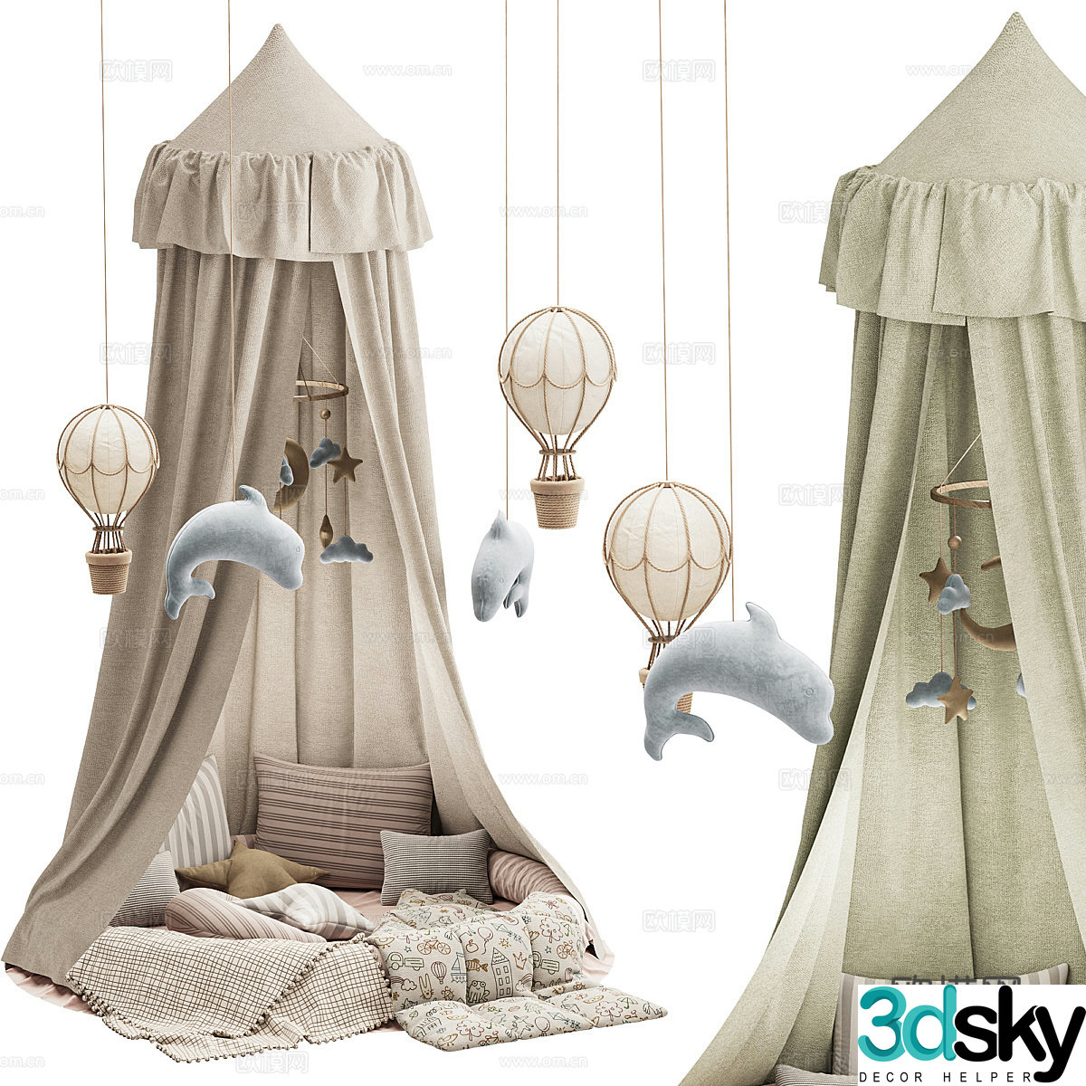 Modern Creamy Style Children’s Tent 3d Model