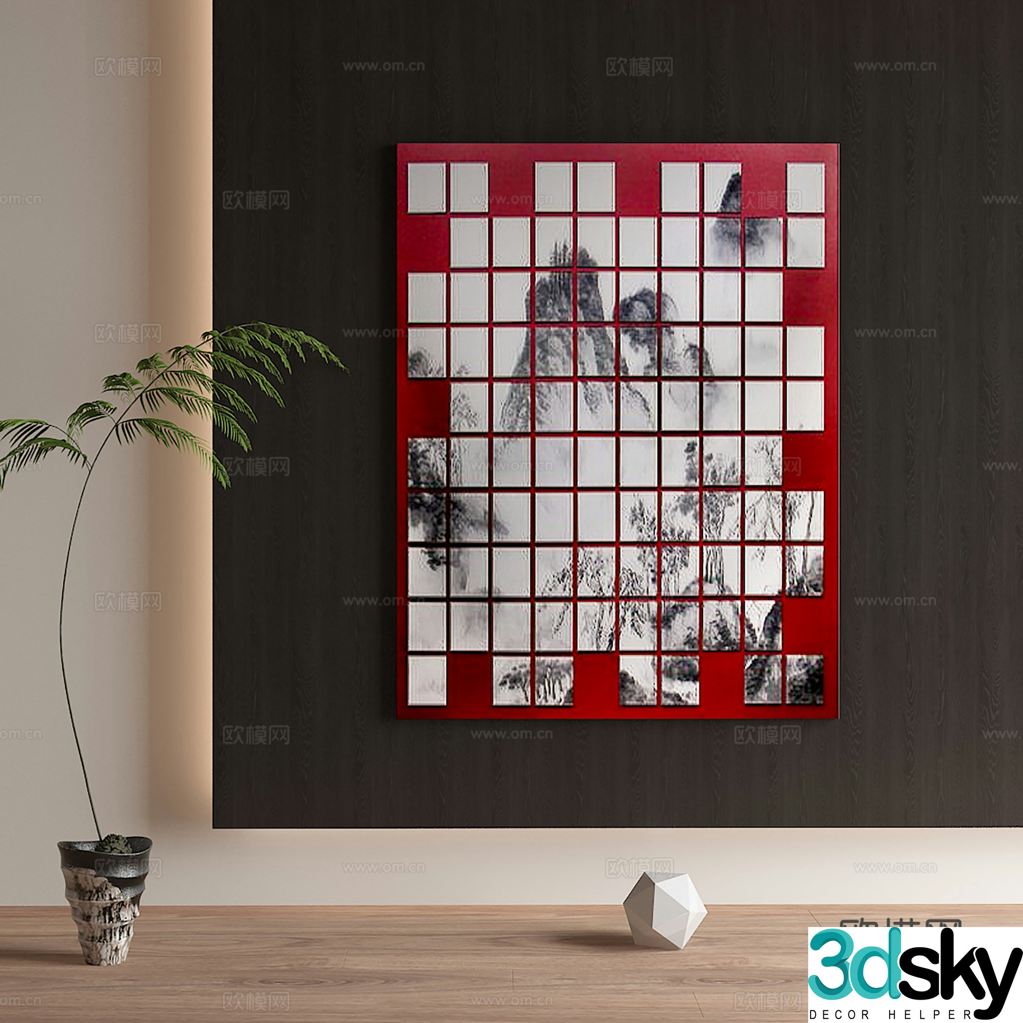 New Chinese style decorative painting 3D model