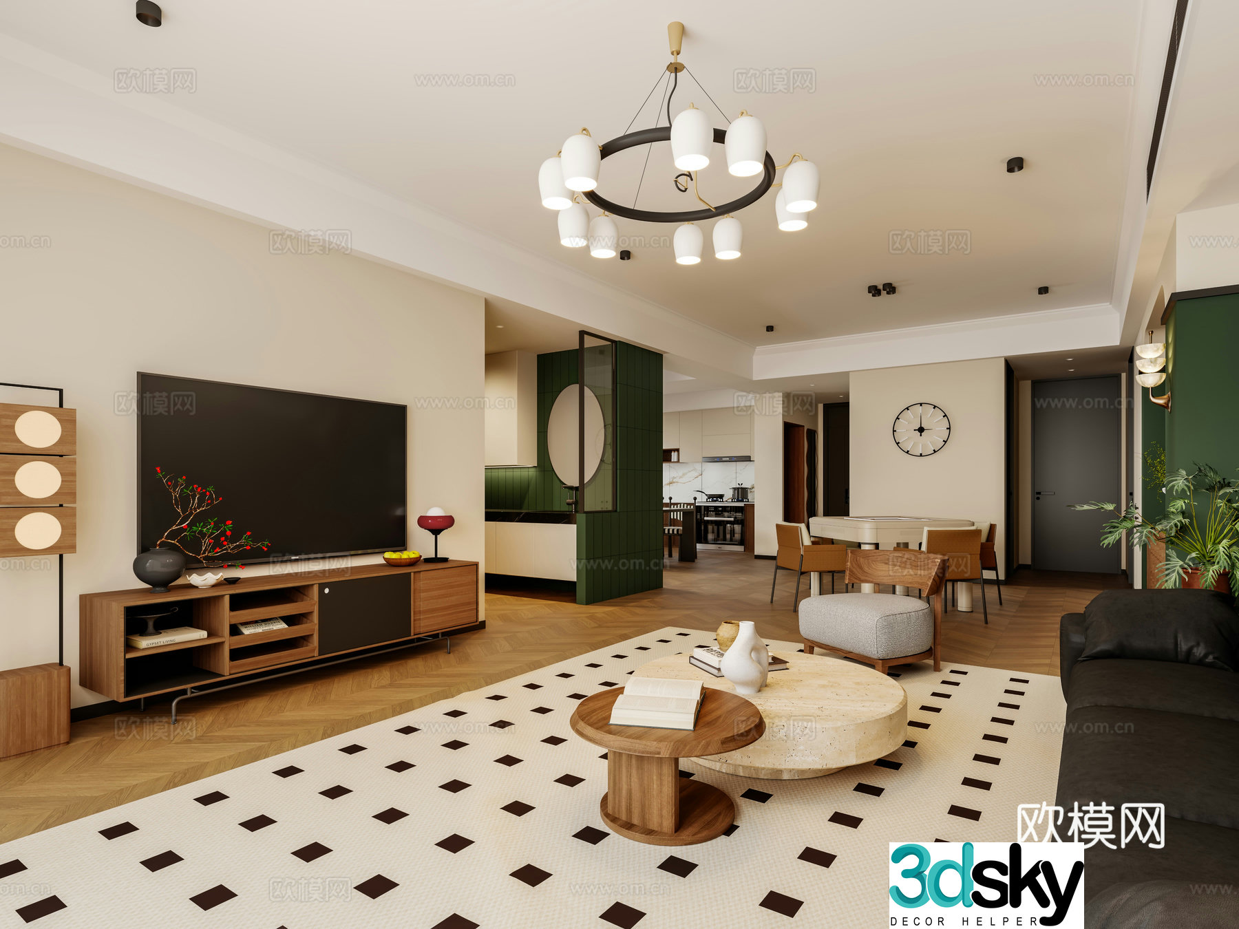 3D model of medieval style living room restaurant