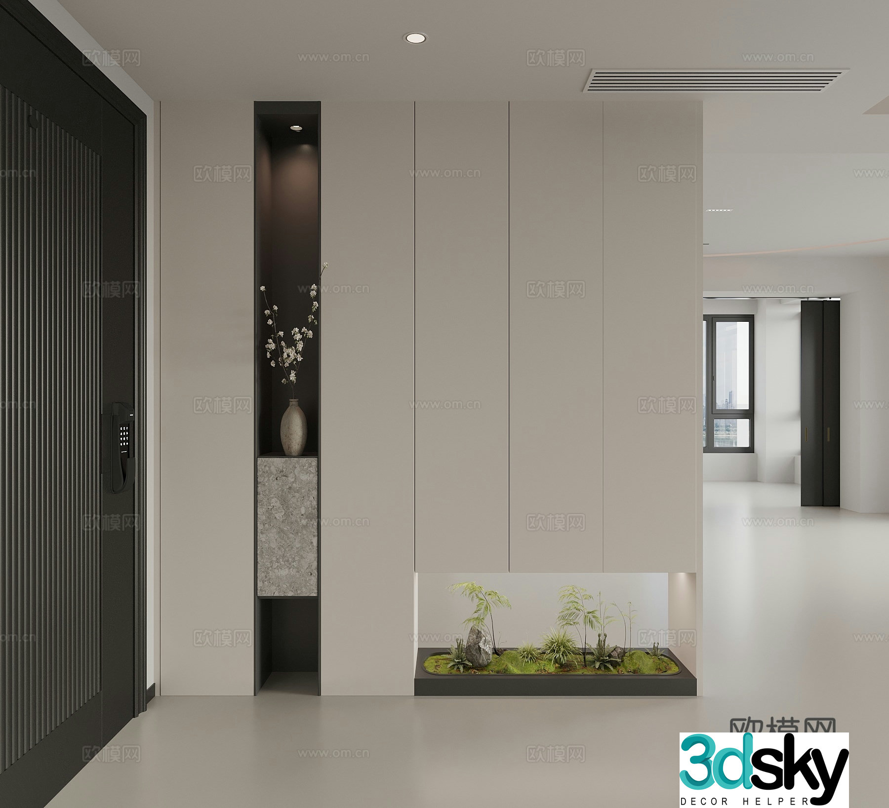 Modern entrance entrance shoe cabinet entrance landscaping entrance landscape decoration cabinet 3D model