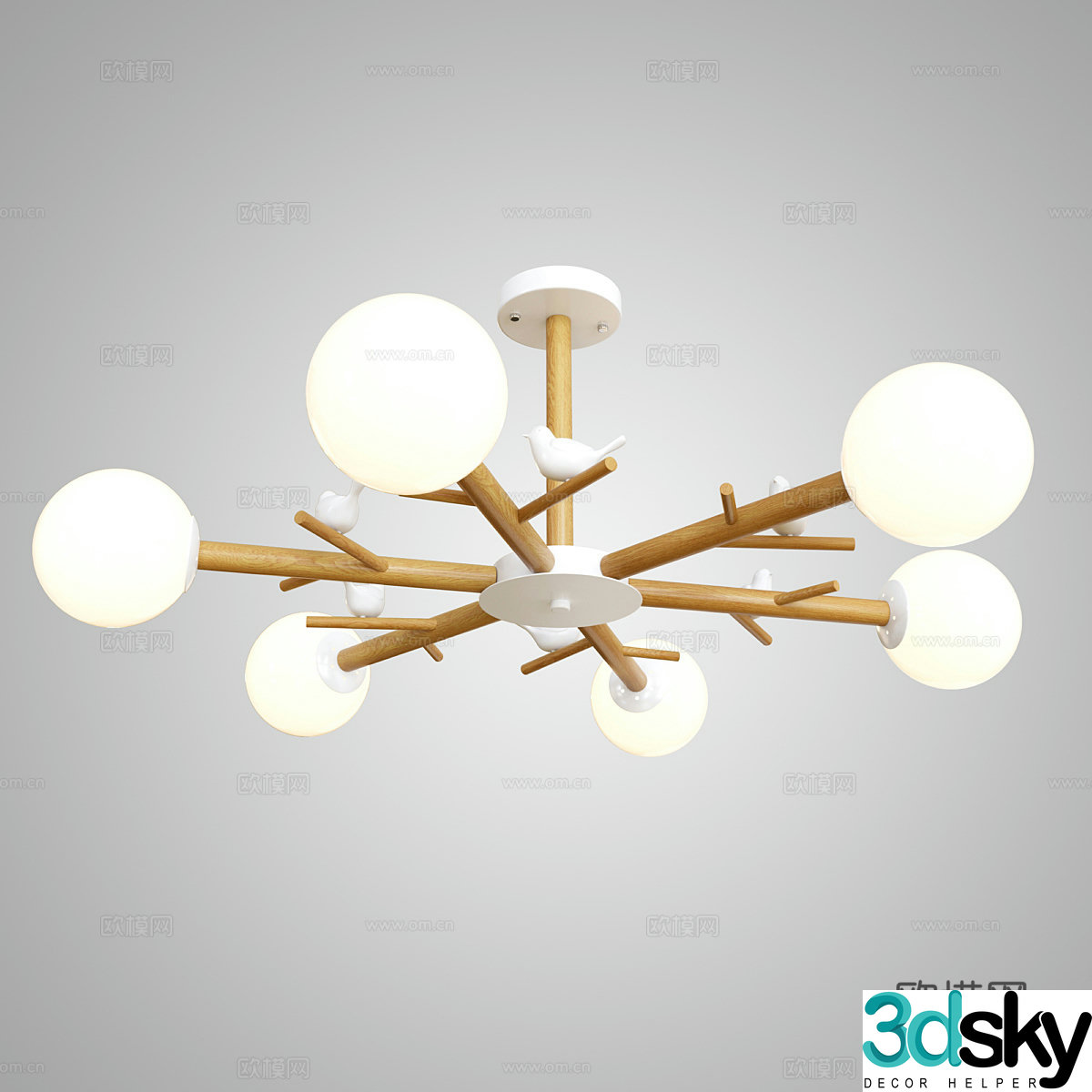 Modern Nordic log children’s room chandelier 3d model