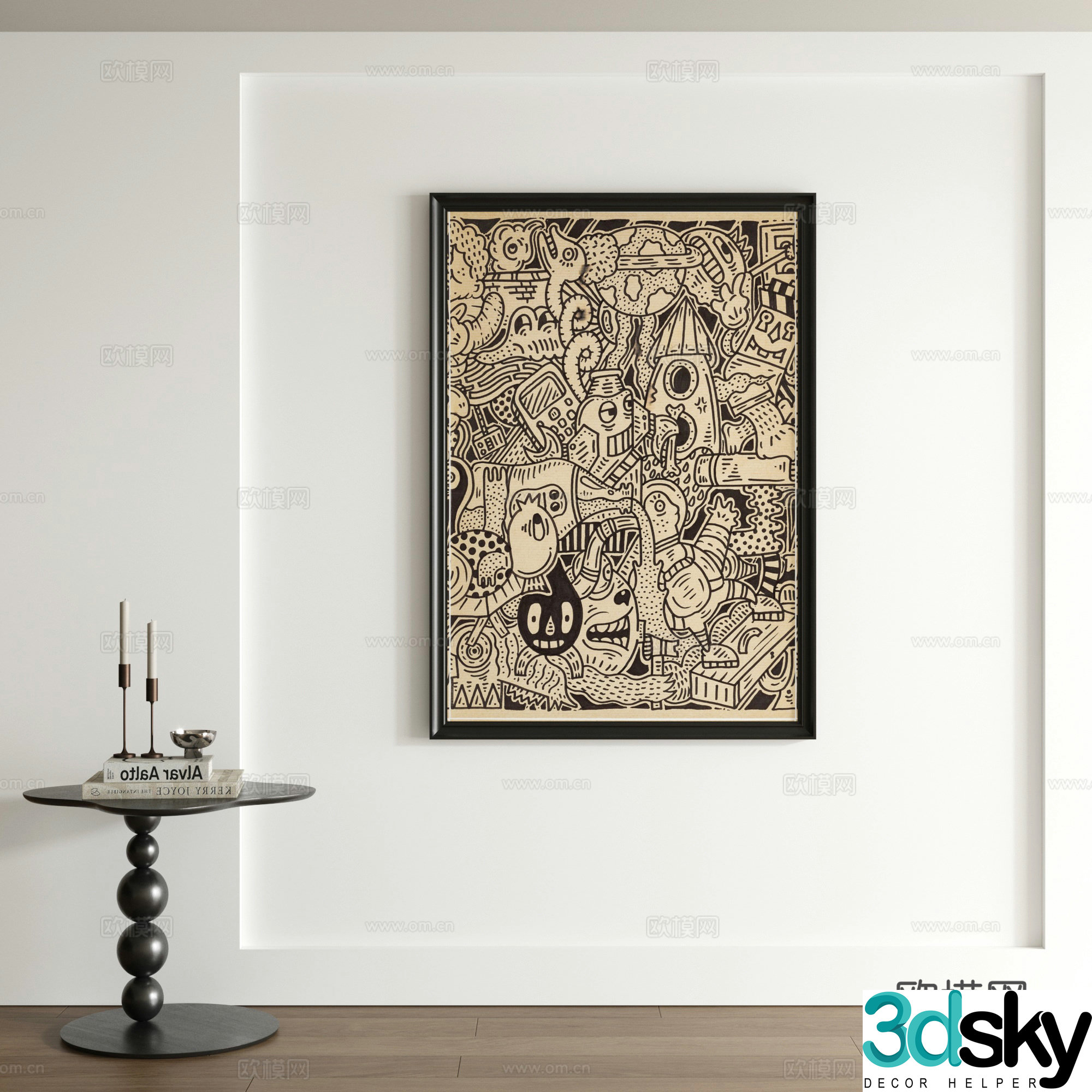 Modern graffiti decorative painting 3d model
