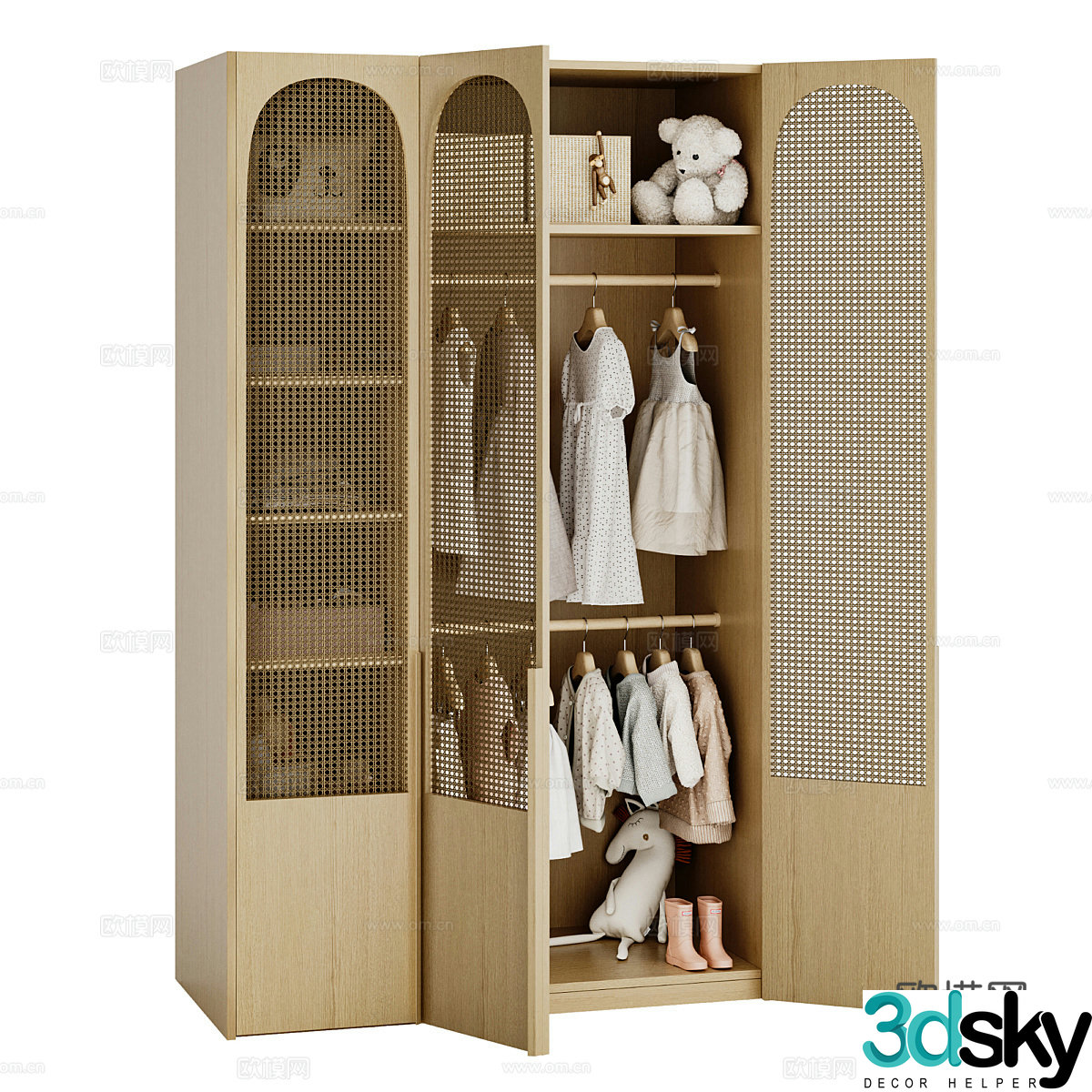 Modern creamy style children’s wardrobe 3d model