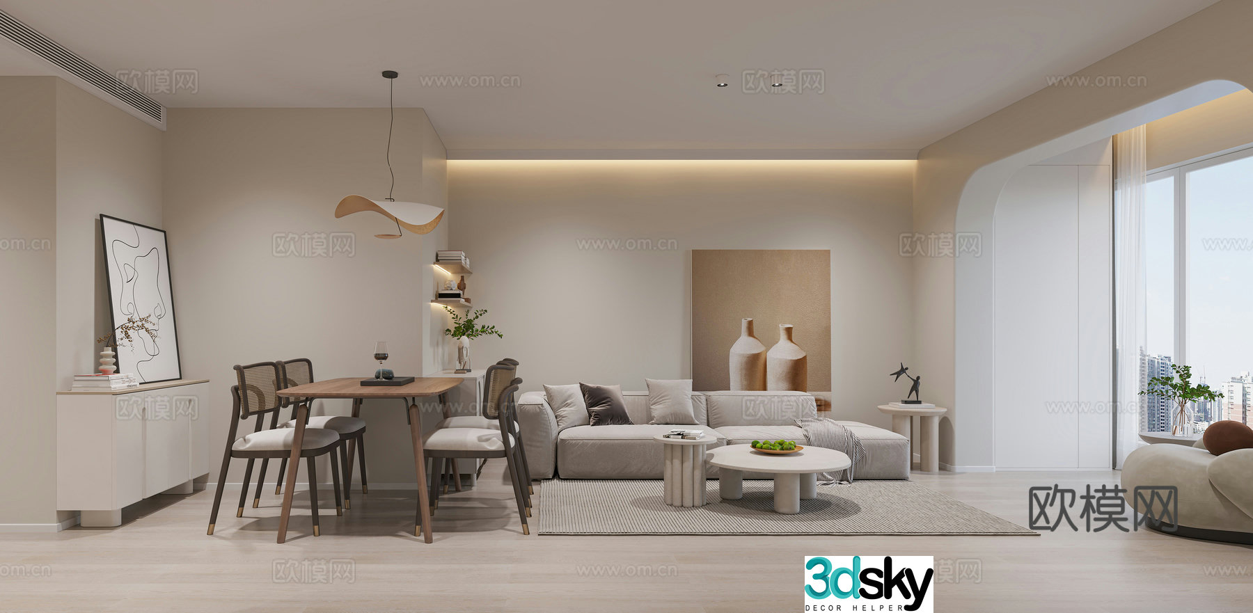 Creamy Style Restaurant 3D Model