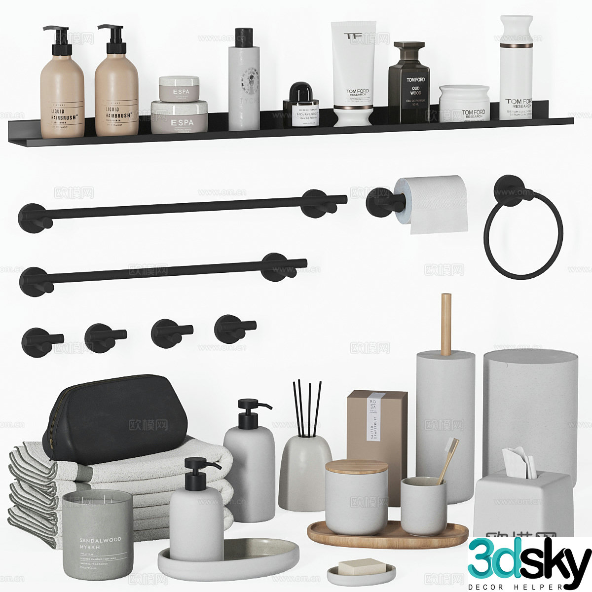 Modern Italian minimalist bathroom supplies 3D model