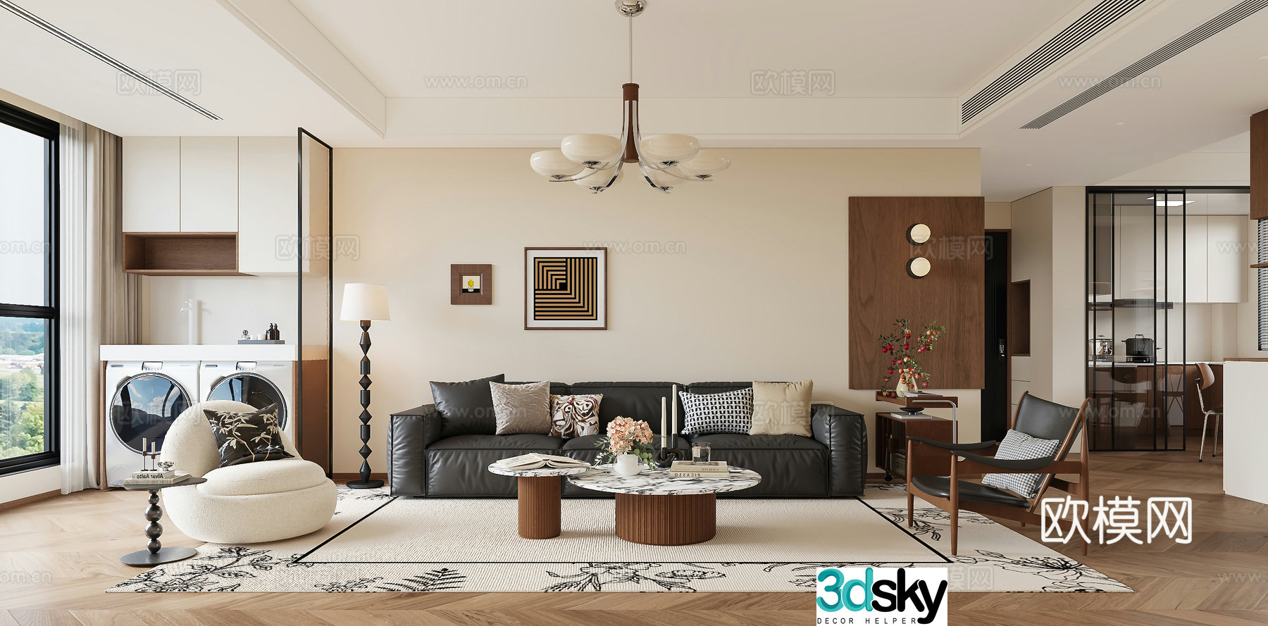 3D model of medieval style living room restaurant