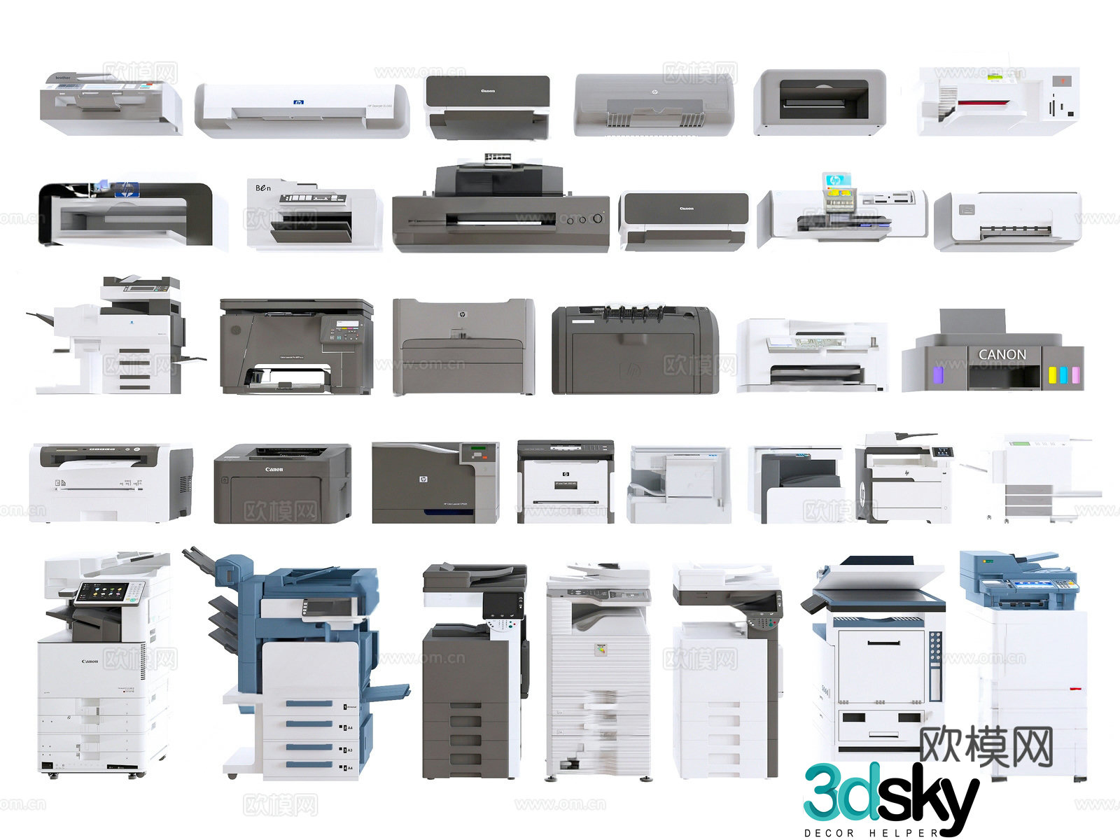 Modern printer copier scanner office equipment 3d model