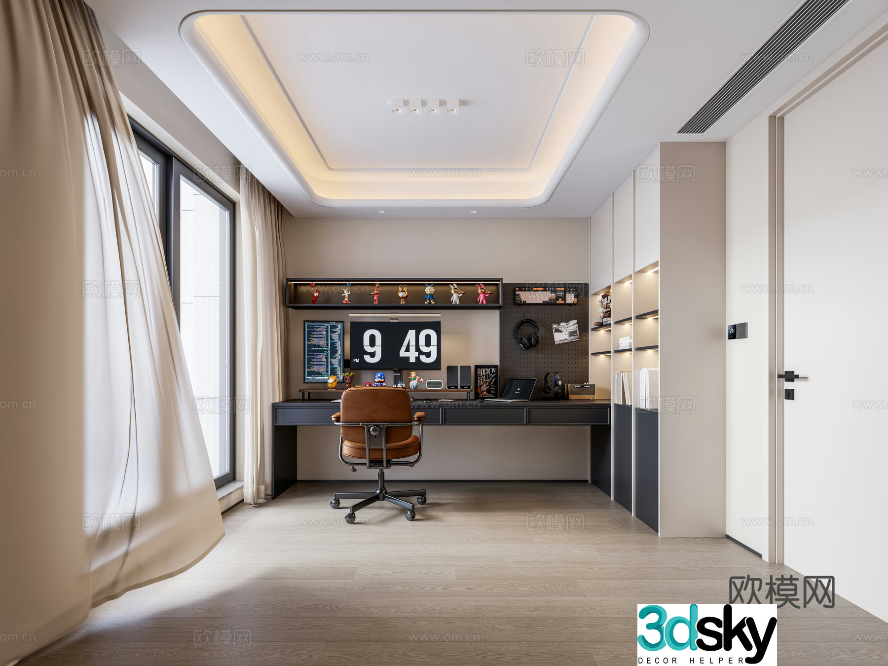 Middle-aged study room 3D model