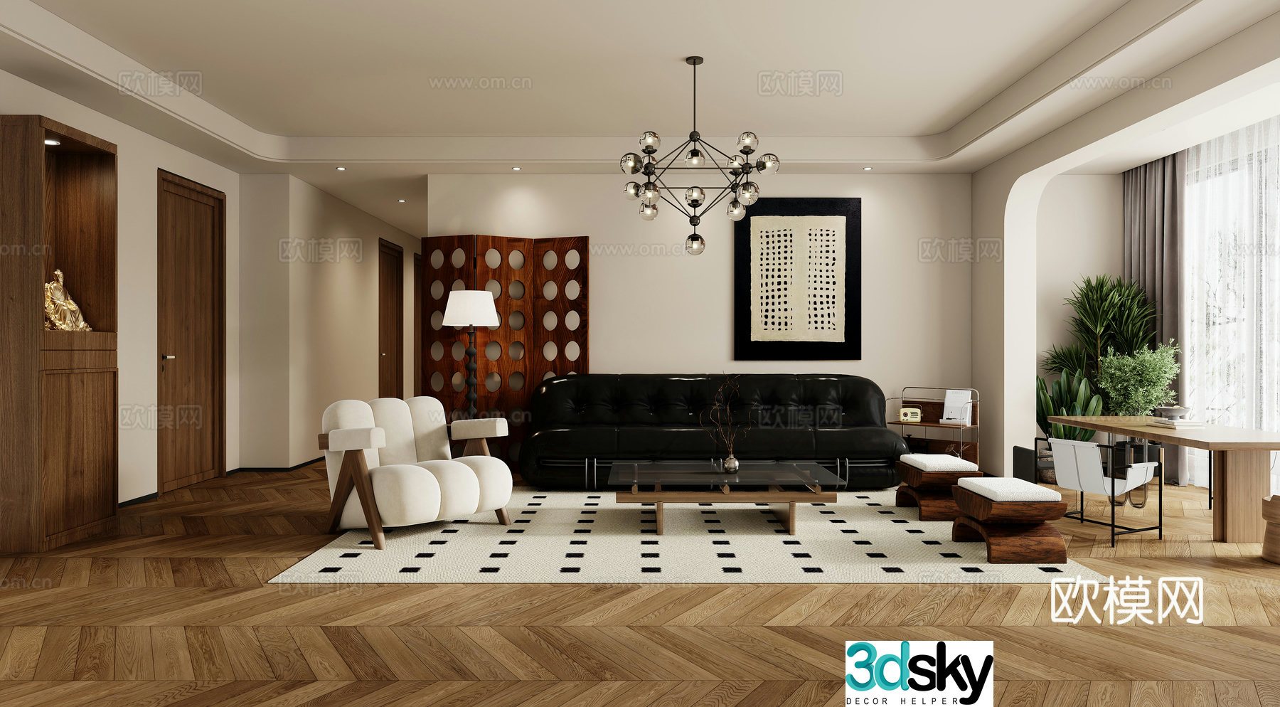 Middle-aged living room 3d model
