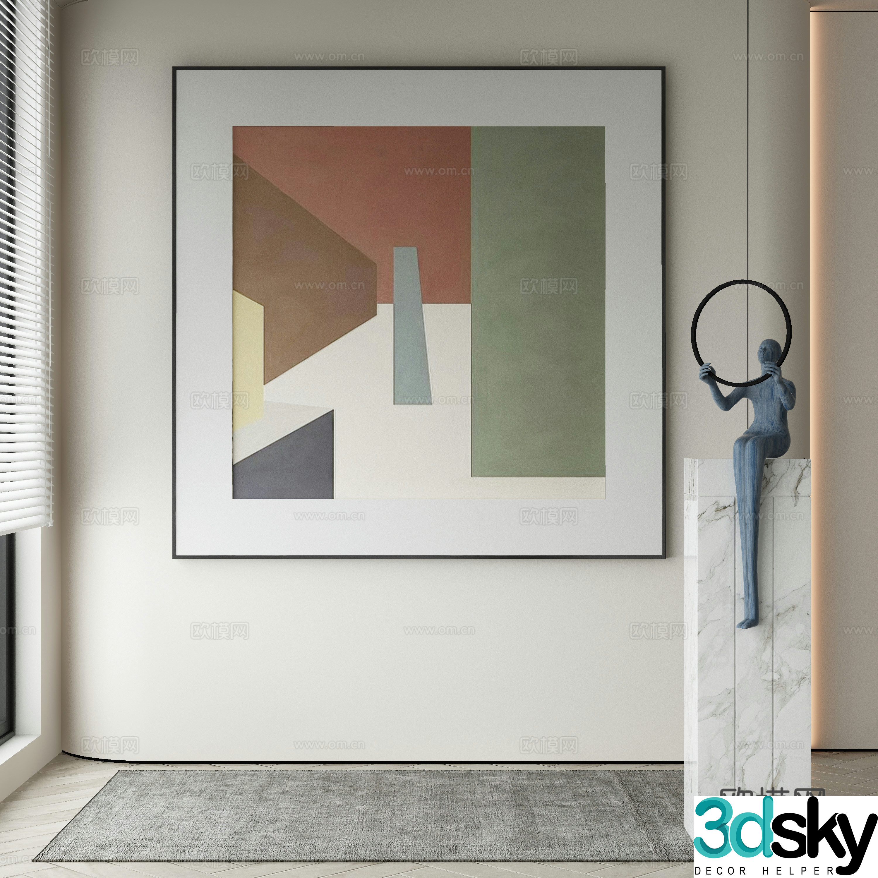 Modern Wasabi abstract painting 3d model