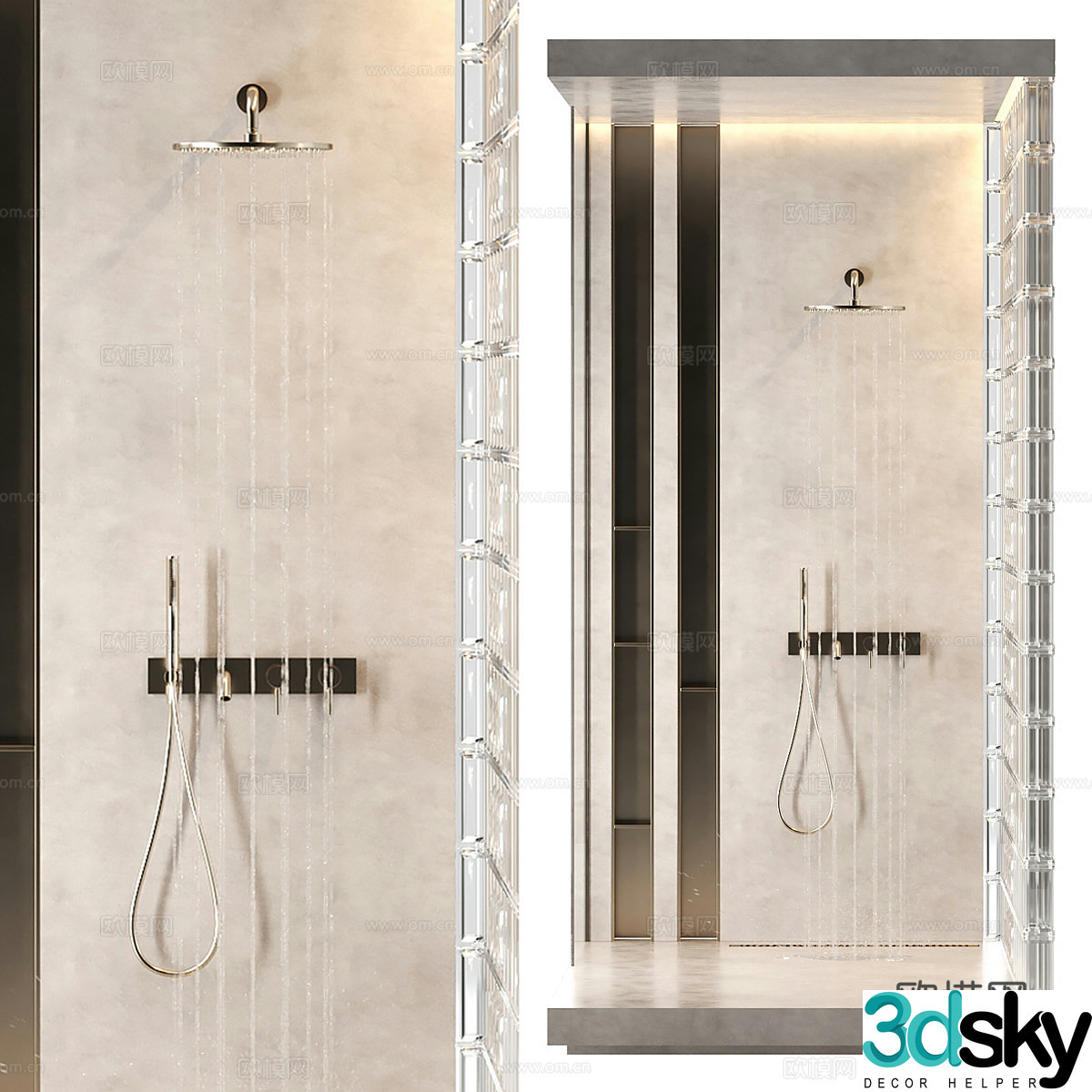 Modern minimalist shower room 3d model
