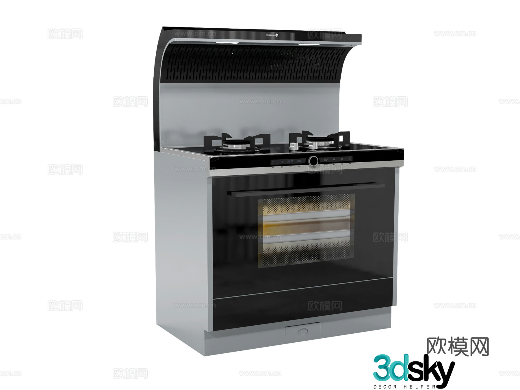 Modern integrated stove 3D model