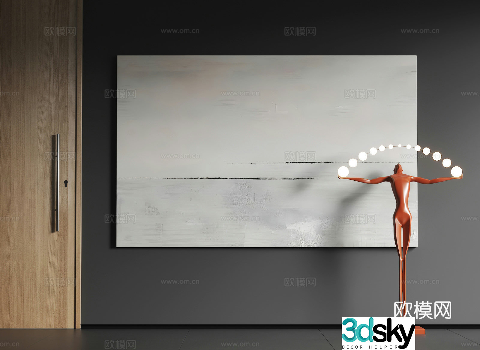 Modern large-scale hanging paintings Modern abstract hanging paintings Modern minimalist hanging paintings Modern black and white hanging paintings 3D model