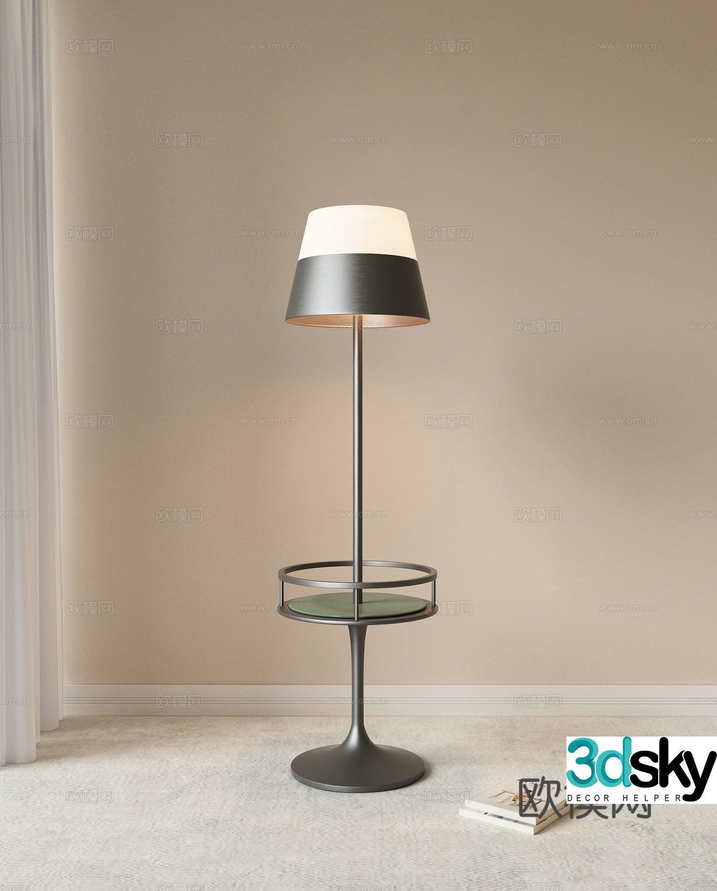 Modern metal floor lamp Living room floor lamp Study room floor lamp Coffee table lamp integrated round table 3D model