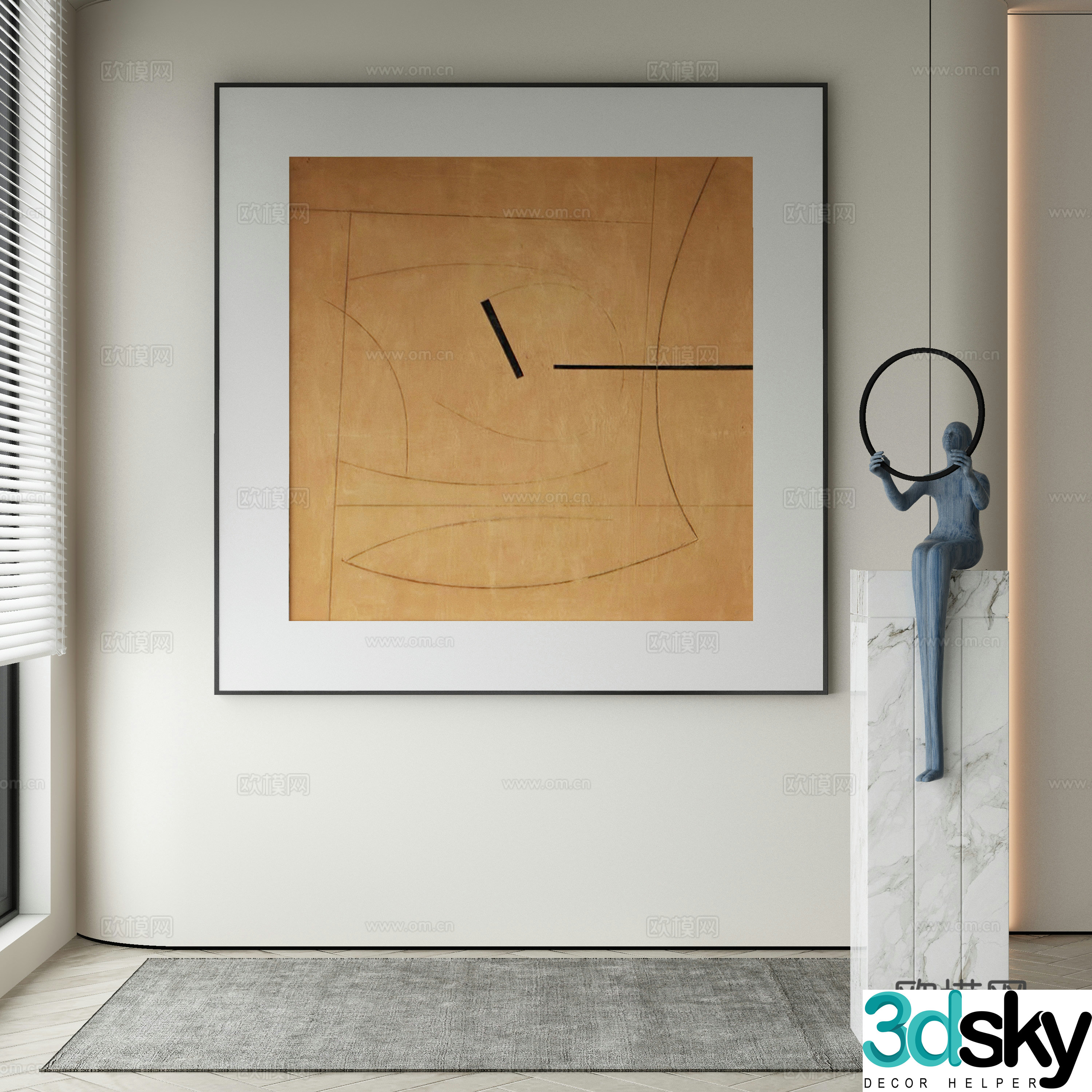 Modern Wasabi abstract painting 3d model
