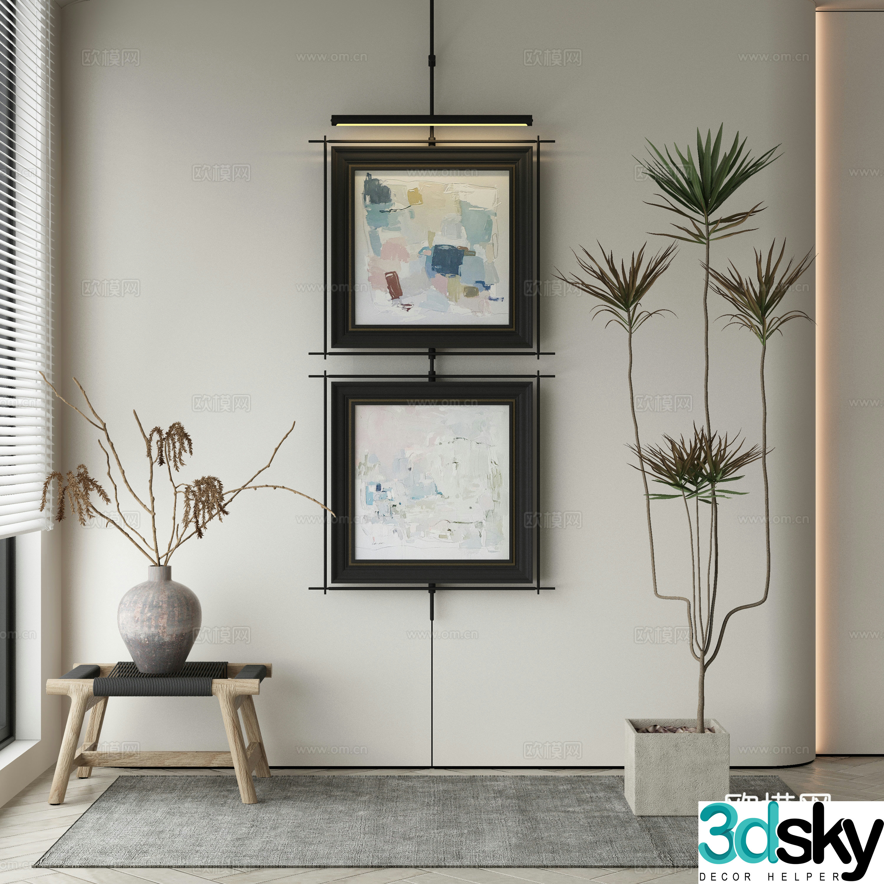 Modern Wasabi abstract painting 3d model
