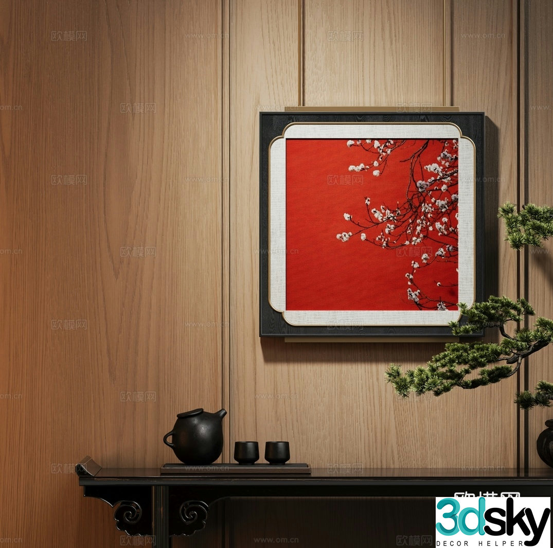 Modern new Chinese style decorative hanging painting 3D model