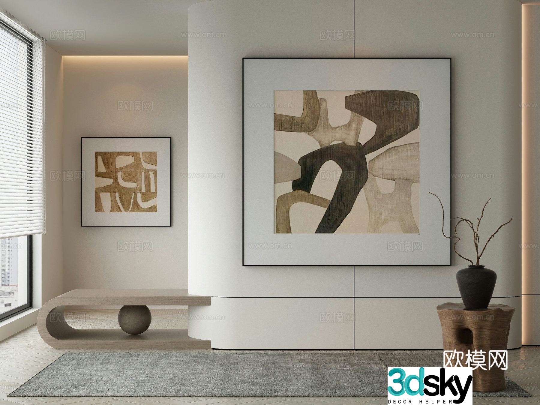 Modern Wasabi abstract painting 3d model
