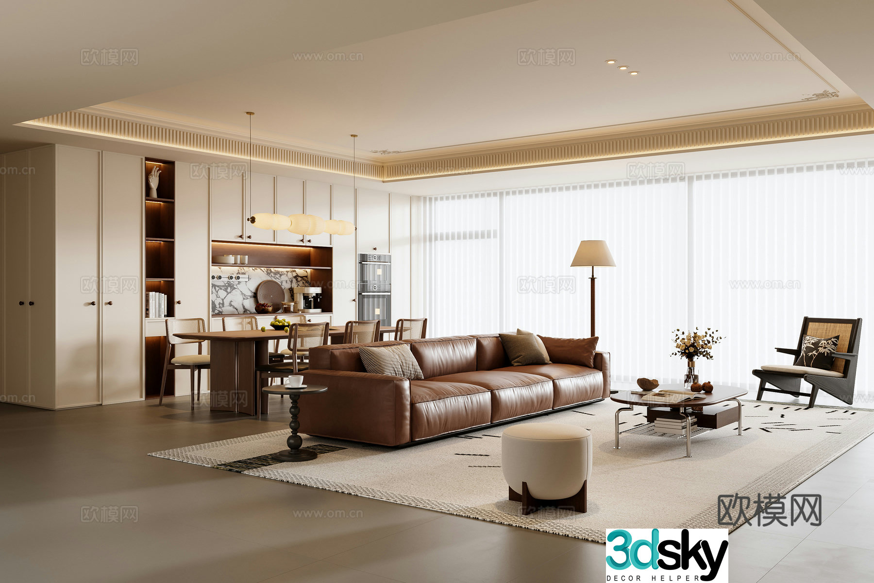 3D model of medieval style living room restaurant