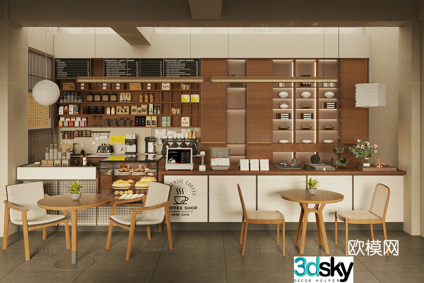 New Chinese style medieval teahouse teahouse workbench tearoom operation table coffee milk tea shop water bar 3D model