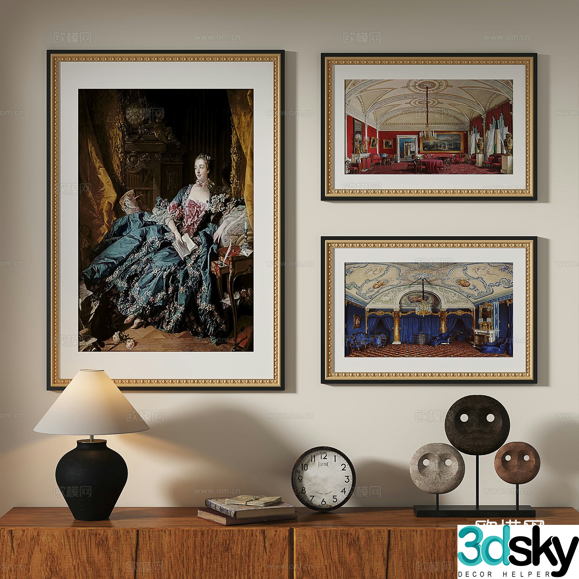 French retro European classical medieval decorative painting 3d model