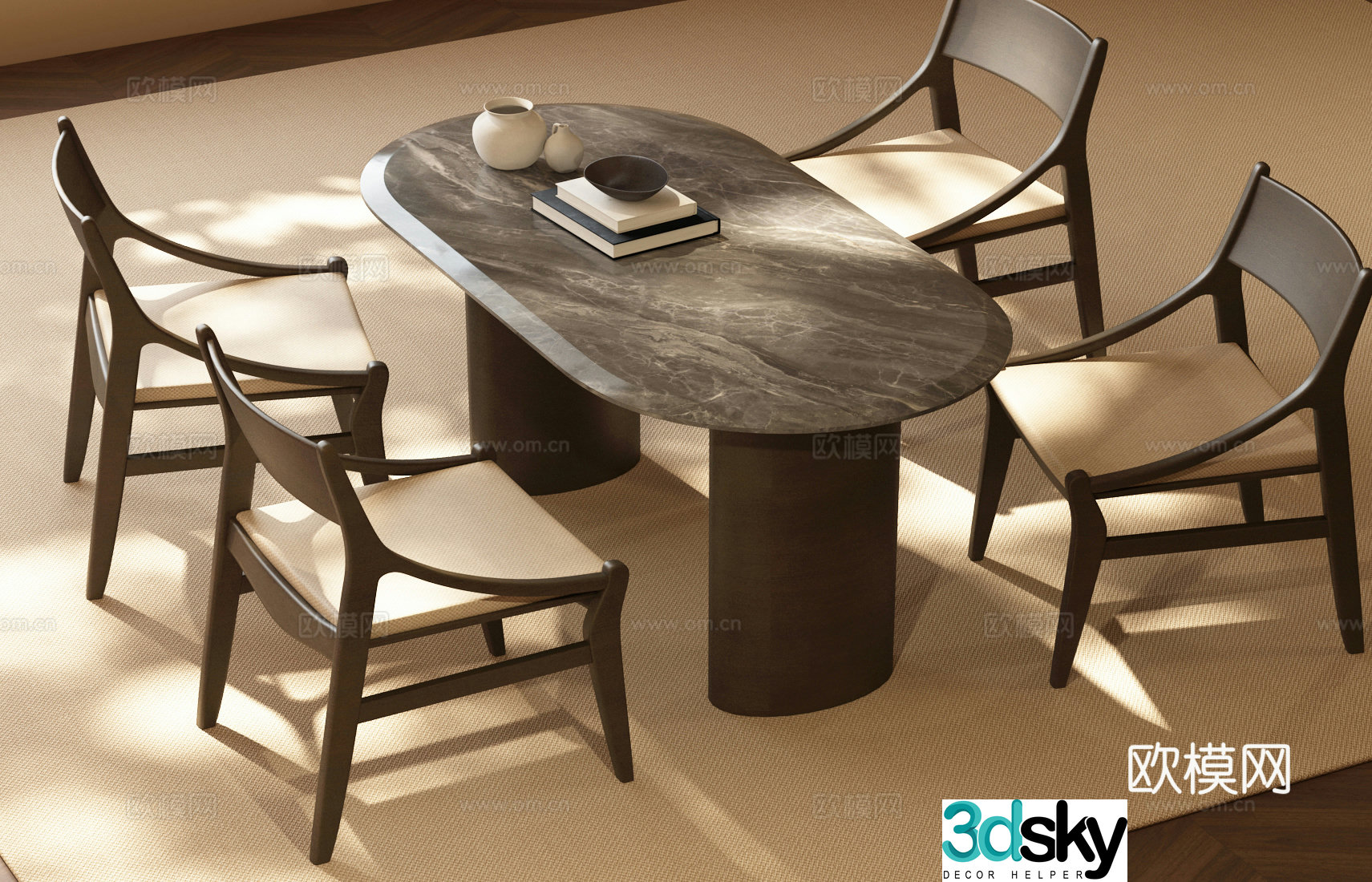 Modern dining chair Modern medieval dining table and chair Medium medieval dining table and chair 3D model