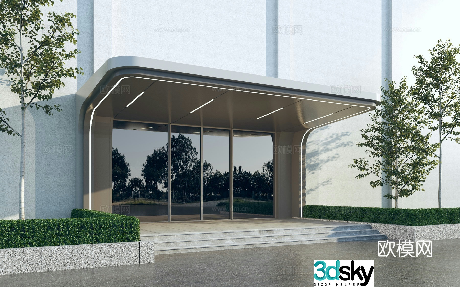 Modern beauty entrance awning 3d model