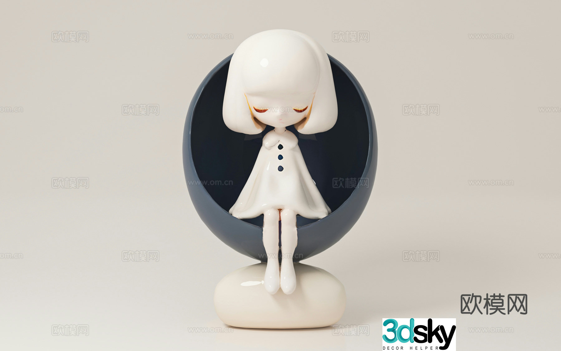 Girl Character Art Installation Figure Cartoon Ornament Figure Sculpture Road 3D Model