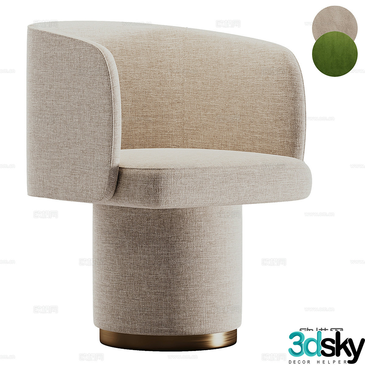 Modern Italian light luxury Marly dining chair 3d model